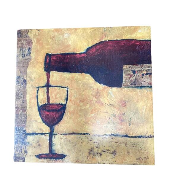 Canvas Painting By Bagnato 18"X 18"‎ Red Wine - Picture 1 of 7